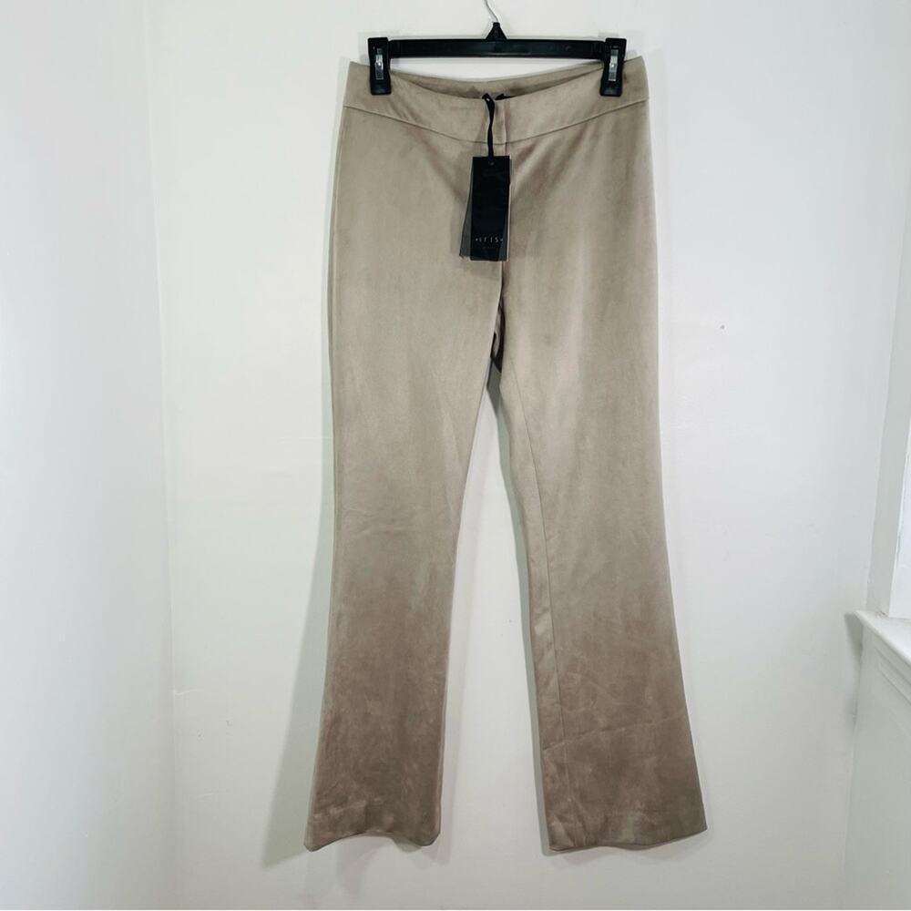 NWT Iris Setlawke Taupe Stone Faux Suede Super Soft Boot Cut Pants 2